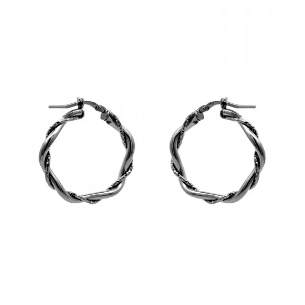 Pendientes Aro Trenzado Plata Negra 25mm*Eguzkilore Best