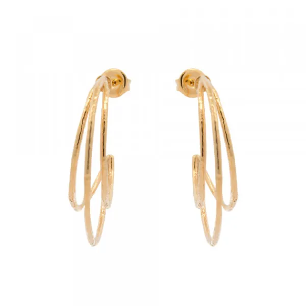 Pendientes Aro Triple Plata Dorada*Eguzkilore Best