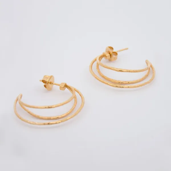 Pendientes Aro Triple Plata Dorada*Eguzkilore Best