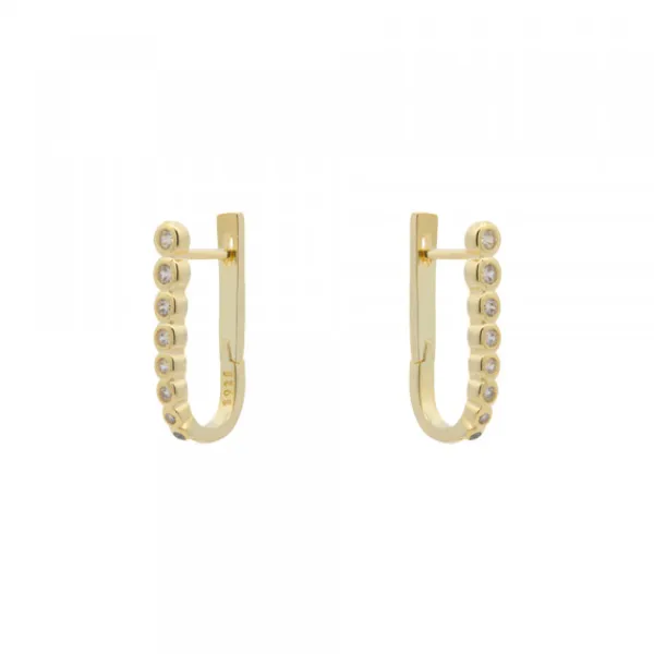 Pendientes Aro U Plata Dorada Pendientes Aro U Plata Dorada y Circonitas 18mmCirconitas Blancas*Eguzkilore Best