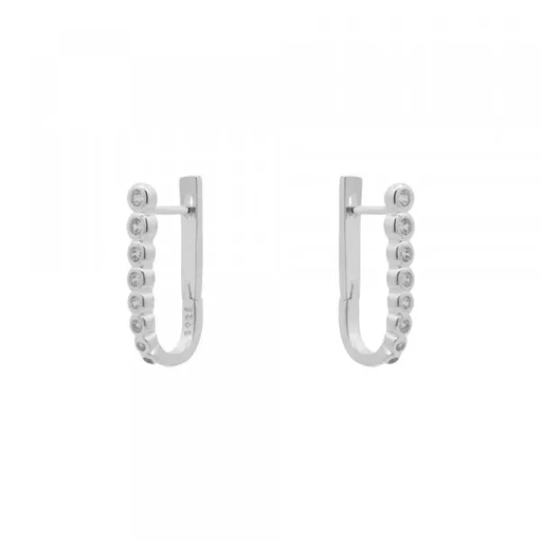 Pendientes Aro U Plata y Circonitas 18mm*Eguzkilore Best
