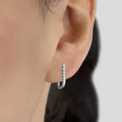 Pendientes Aro U Plata y Circonitas 18mm*Eguzkilore Best