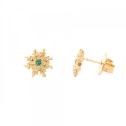 Pendientes Basic Colors Plata Dorada y Circonita Verde*Eguzkilore Outlet