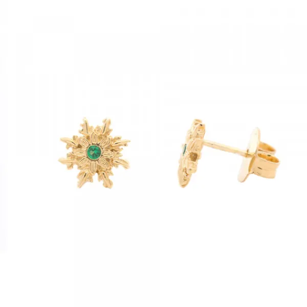 Pendientes Basic Colors Plata Dorada y Circonita Verde*Eguzkilore Outlet