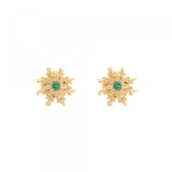 Pendientes Basic Colors Plata Dorada y Circonita Verde*Eguzkilore Outlet