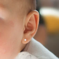 Pendientes Bebé Bola Oro Blanco 3mm*Eguzkilore Clearance