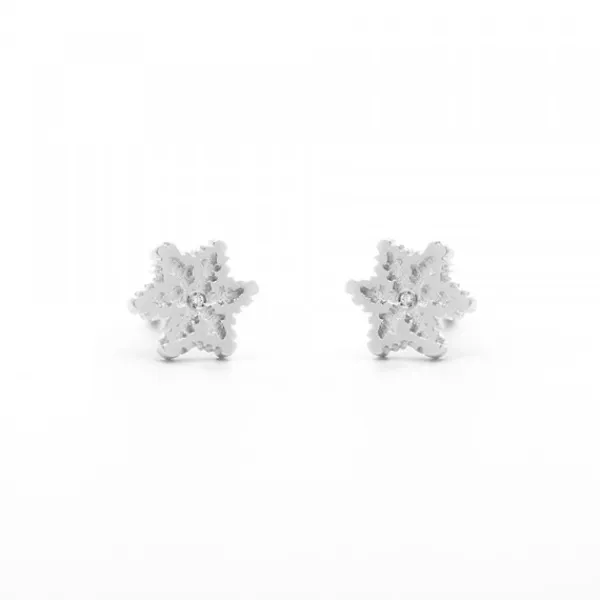 Pendientes Bebé Oro Blanco y Diamante 5mm*Eguzkilore Best