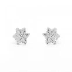 Pendientes Bebé Oro Blanco y Diamante 6,5mm*Eguzkilore Outlet
