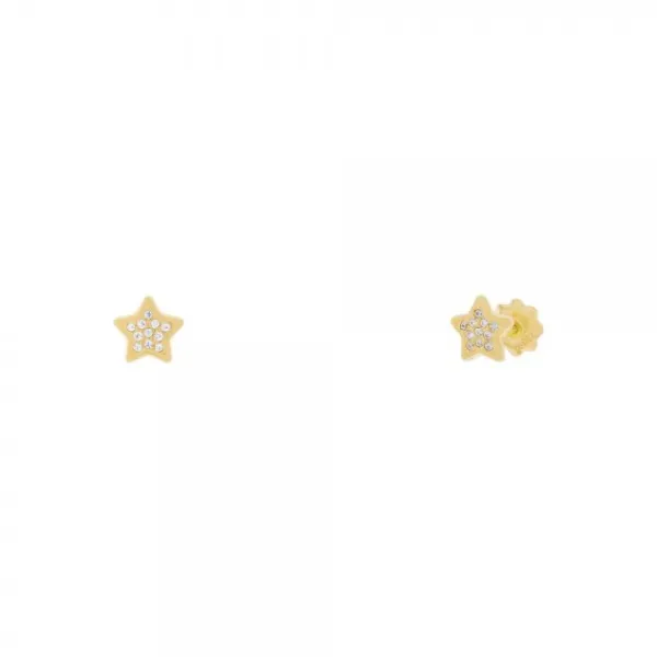 Pendientes Bebé Estrella Oro y Circonitas 6mm*Eguzkilore Clearance