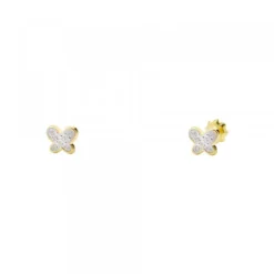 Pendientes Bebé Mariposa Oro y Circonitas 6mm*Eguzkilore Hot