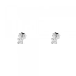 Pendientes Bebé Oro Blanco y Circonita Engarzada 3mm*Eguzkilore Best