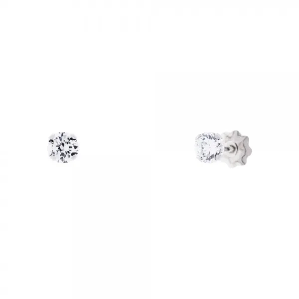 Pendientes Bebé Oro Blanco y Circonita 3,5mm*Eguzkilore Discount