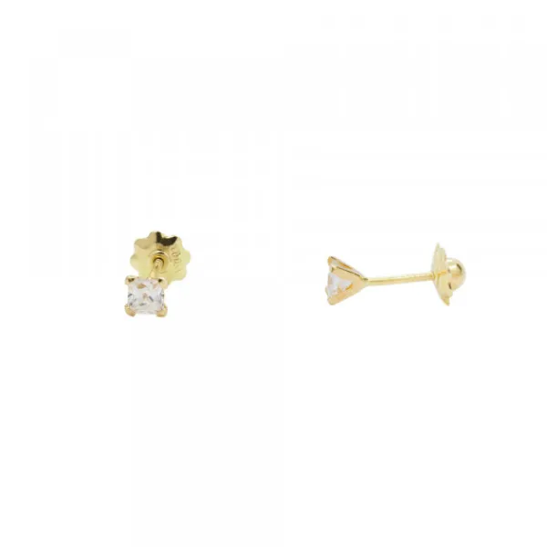 Pendientes Bebé Oro y Circonita Engarzada 3mm*Eguzkilore Discount