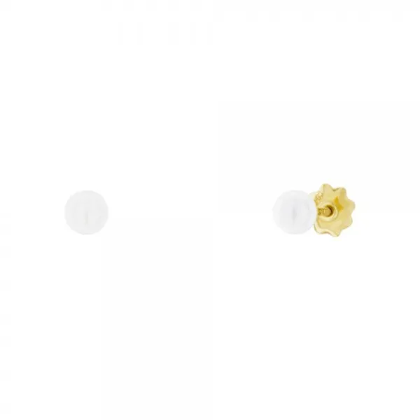Pendientes Bebé Oro y Perla 4mm*Eguzkilore New