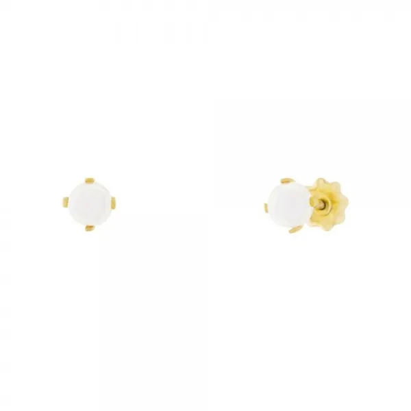 Pendientes Bebé Oro y Perla 4mm Engarzada*Eguzkilore Hot