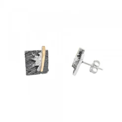 Pendientes Cuadrados Flysch Plata y Lámina de Oro*Eguzkilore Outlet