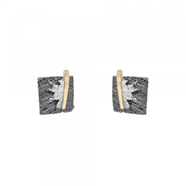 Pendientes Cuadrados Flysch Plata y Lámina de Oro*Eguzkilore Outlet