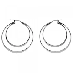 Pendientes Doble Aro Plata Negra 40mm*Eguzkilore Online