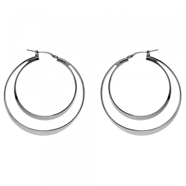Pendientes Doble Aro Plata Negra 40mm*Eguzkilore Online