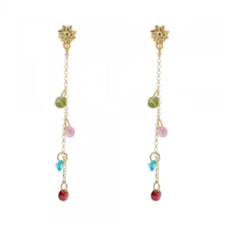Pendientes de Plata Dorada con Cristales Multicolor*Eguzkilore Online