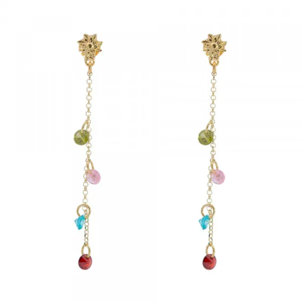 Pendientes de Plata Dorada con Cristales Multicolor*Eguzkilore Online