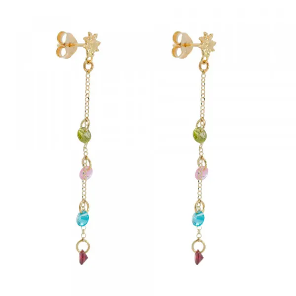 Pendientes de Plata Dorada con Cristales Multicolor*Eguzkilore Online
