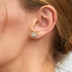 Pendientes Oro Bicolor y Brillante 12mm*Eguzkilore Best