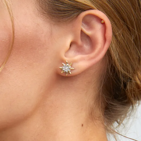 Pendientes Oro Bicolor y Brillante 12mm*Eguzkilore Best