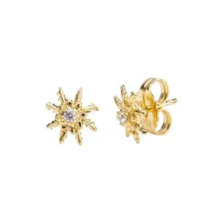 Pendientes Plata Dorada y Circonita 11mm*Eguzkilore Clearance