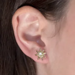Pendientes Plata Dorada y Circonita 11mm*Eguzkilore Clearance