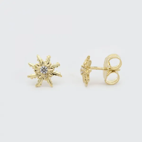 Pendientes Plata Dorada y Circonita 11mm*Eguzkilore Clearance