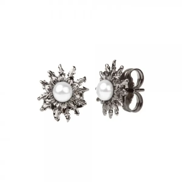 Pendientes Plata Negra y Perla 14mm*Eguzkilore Discount