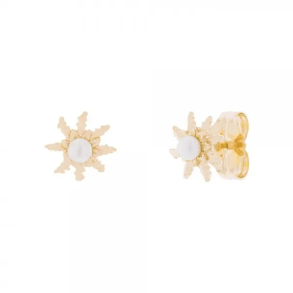 Pendientes Plata Dorada y Perla 11mm*Eguzkilore Outlet