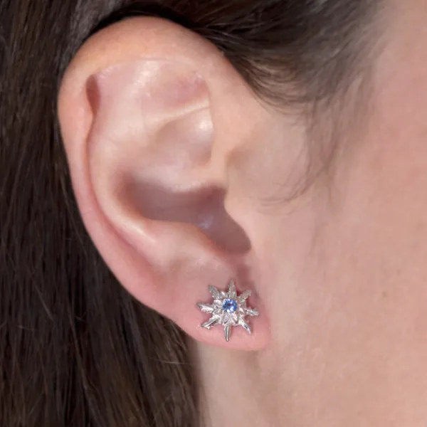 Pendientes Plata y Circonita Azul 11mm*Eguzkilore