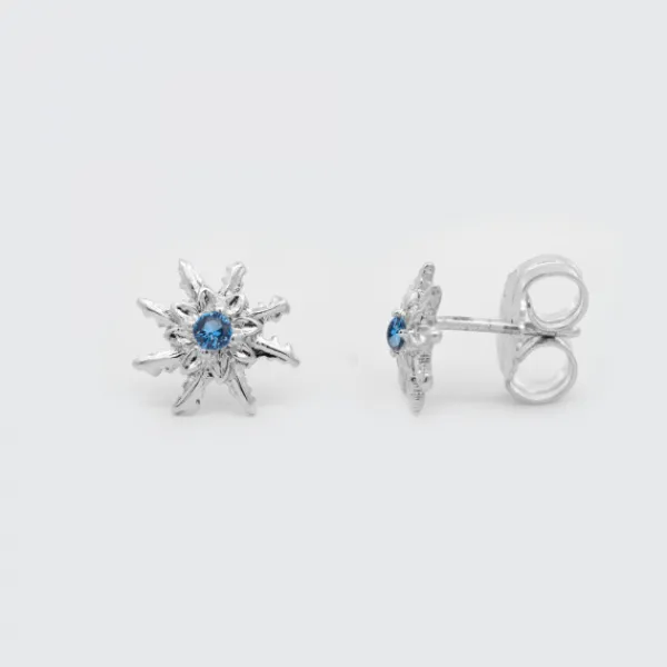 Pendientes Plata y Circonita Azul 11mm*Eguzkilore