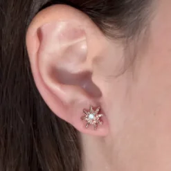 Pendientes Plata Rosa y Circonita Blanca 11mm*Eguzkilore Sale