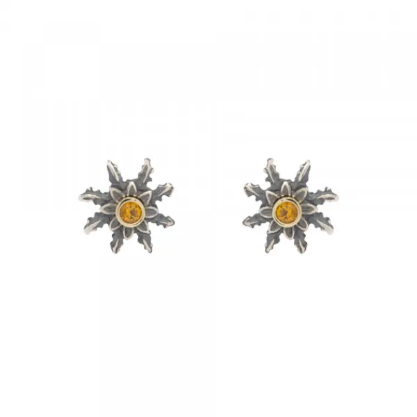 Pendientes Plata Envejecida Dorada y Circonita 12mm*Eguzkilore