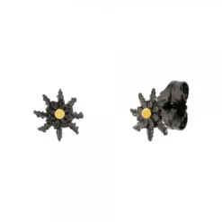 Pendientes Plata Negra y Dorada 12mm*Eguzkilore Clearance