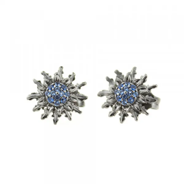 Pendientes Plata Negra y Circonitas Azules 14mm*Eguzkilore Outlet