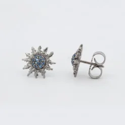 Pendientes Plata Negra y Circonitas Azules 14mm*Eguzkilore Outlet