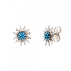 Pendientes Plata y Circonitas Azules 14mm*Eguzkilore