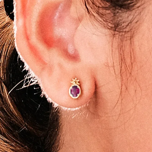 Pendientes Enea Oro Rosa y Rubí*Eguzkilore Hot