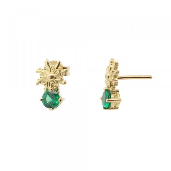Pendientes Enea2 Oro y Esmeralda*Eguzkilore Hot