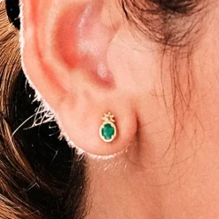 Pendientes Enea Oro y Esmeralda*Eguzkilore Outlet