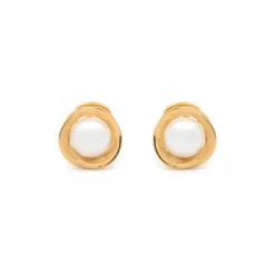 Pendientes Hariak Plata Dorada y Perla 13mm*Eguzkilore Sale