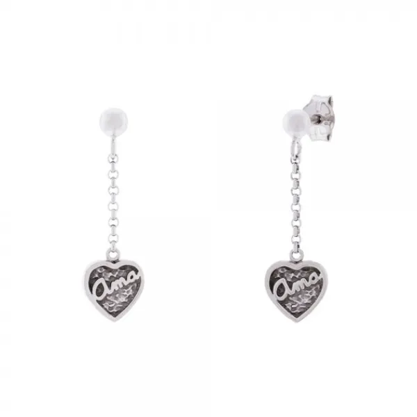 Pendientes Largos Ama Corazón Plata*Eguzkilore Hot