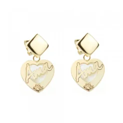 Pendientes Largos Corazón Ama Plata Dorada*Eguzkilore New