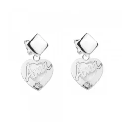 Pendientes Largos Corazón Ama Plata*Eguzkilore Sale