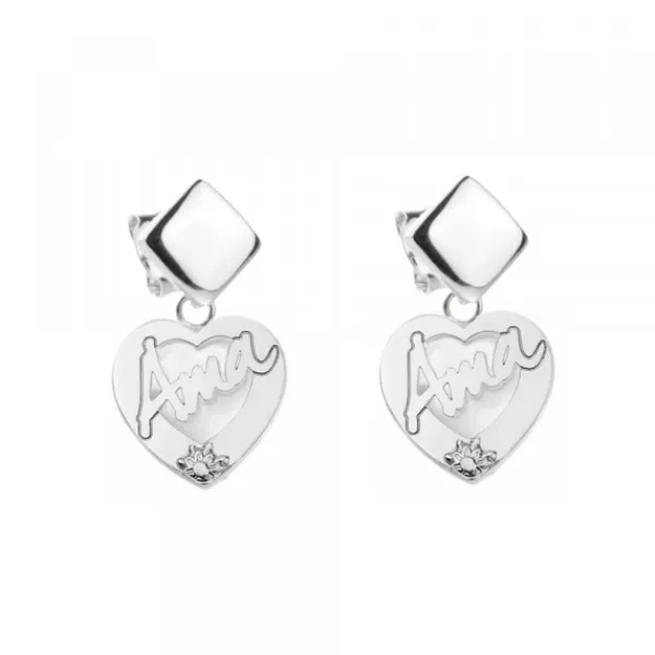 Pendientes Largos Corazón Ama Plata*Eguzkilore Sale