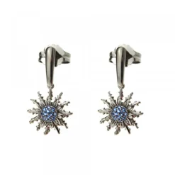 Pendientes Largos Plata Negra y Circonitas Azules*Eguzkilore Discount
